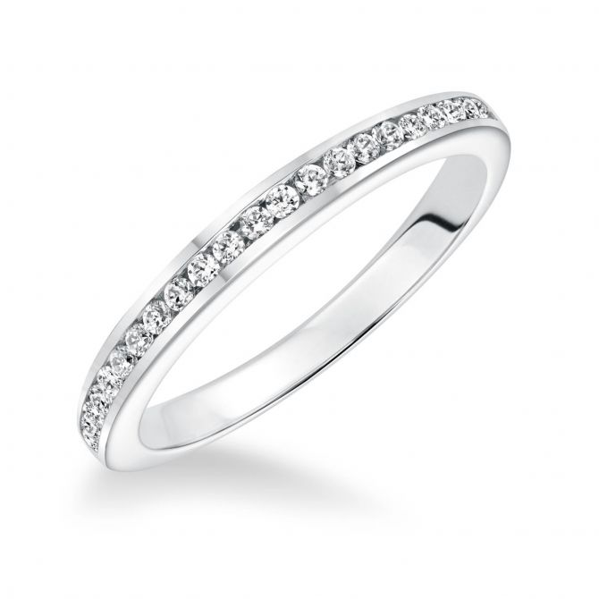 Round Diamond Channel Set Wedding Band in White Gold