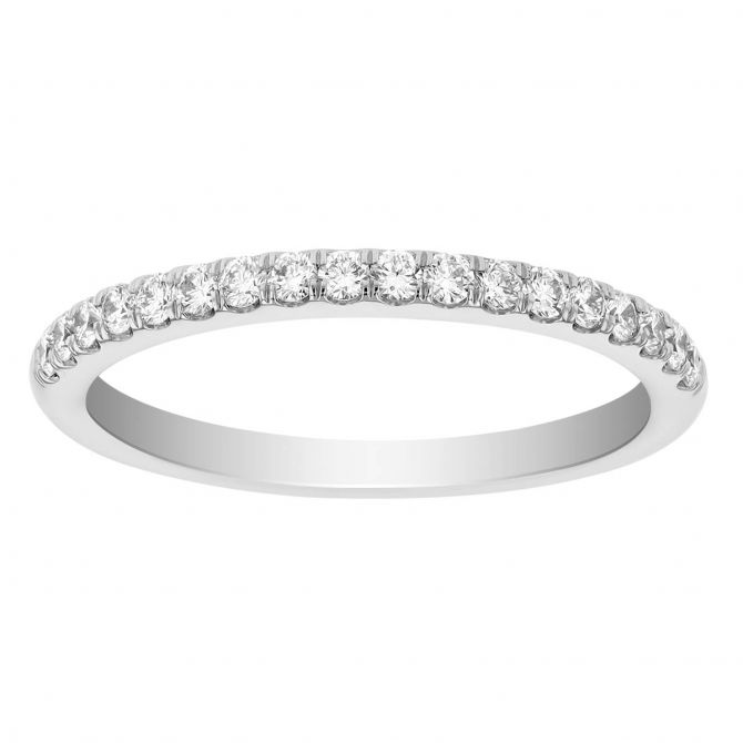 14K White Gold Round Diamond Prong Set Wedding Ring, 0.26cttw