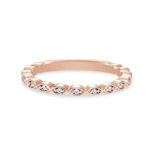 ArtCarved Diamond Marquise Wedding Band in Rose Gold, 0.07 aptw