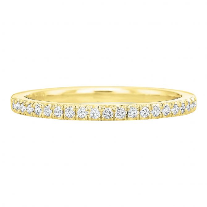 Diamond Pavé Half Shank Wedding Band in Yellow Gold