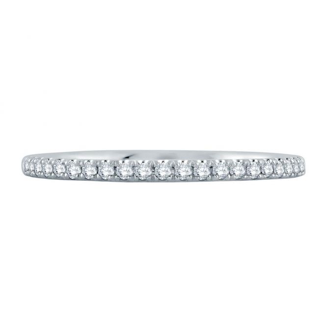 A. Jaffe Diamond Pavé Slim Wedding Band in White Gold