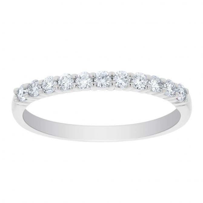 Platinum Prong Set Diamond Wedding Band, 0.28cttw