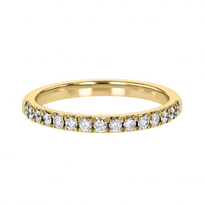 Diamond Prong Set Half Eternity Wedding Band in Yellow Gold