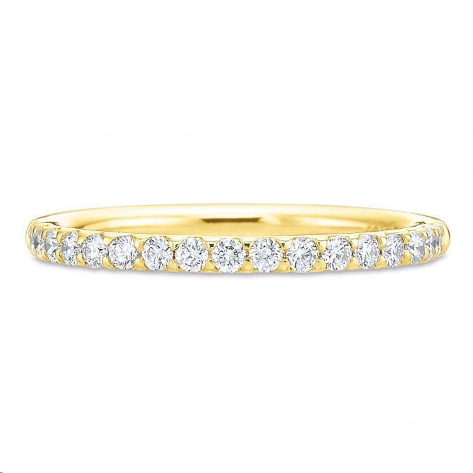 Diamond Pavé Half Shank Wedding Band in Yellow Gold