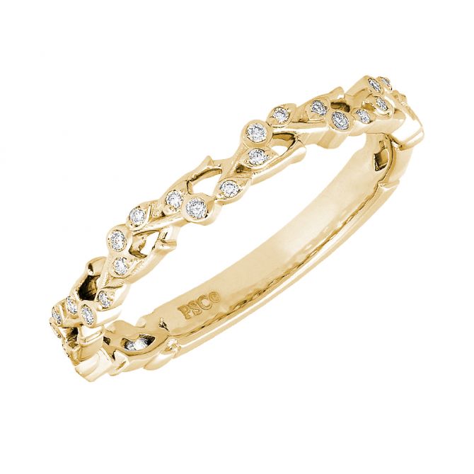 Peter Storm Diamond Twig Patterned Wedding Band in Yellow Gold