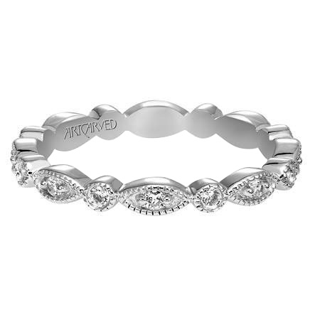 ArtCarved Diamond Stackable Milgrain Patterned Eternity Band in White ...