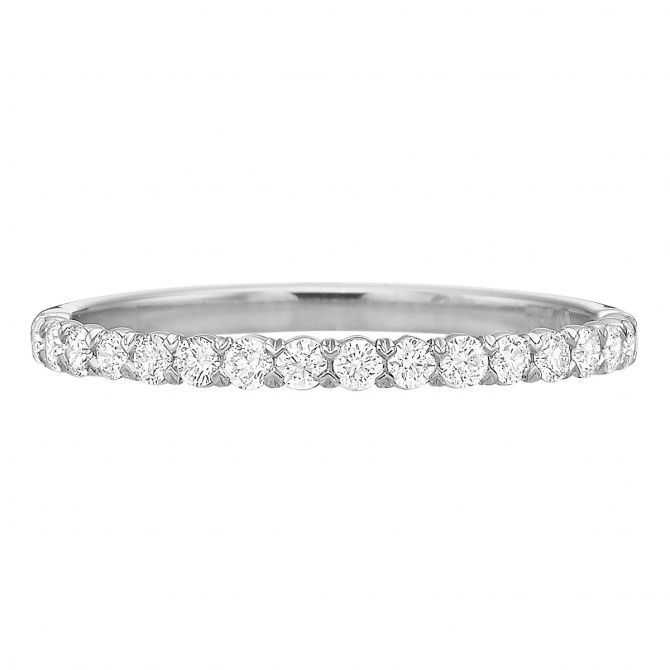 Diamond V Prong Wedding Band in White Gold