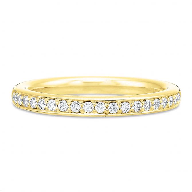 Diamond Prong & Channel Wedding Band in Yellow Gold