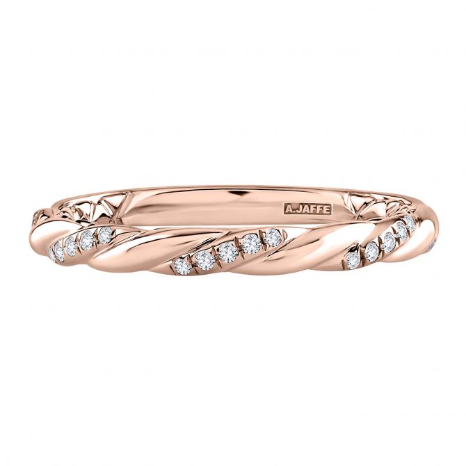 A. Jaffe Seasons of Love Rose Gold Twisted Diamond Stackable Wedding Band