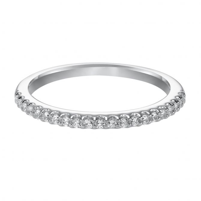 Diamond Shared Prong Wedding Band in White Gold, .21 cttw