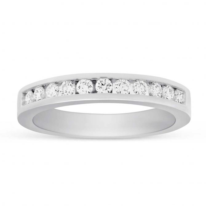 14K White Gold Diamond Channel Set Wedding Band