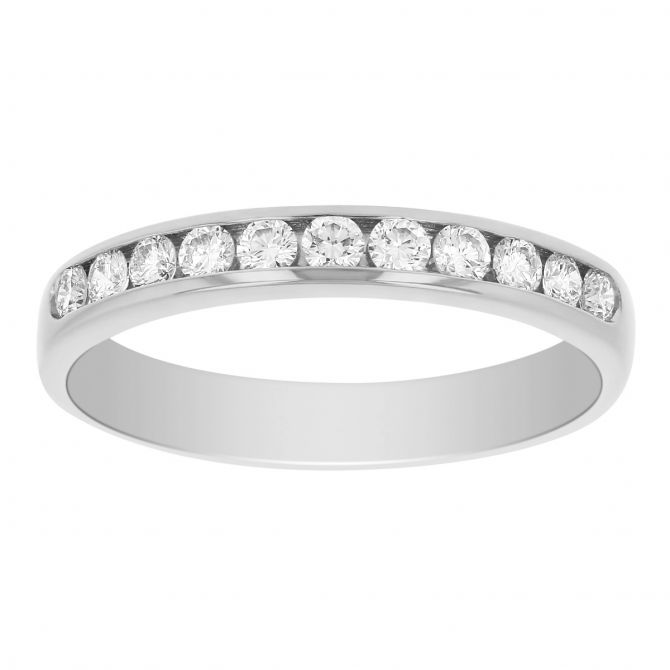 14K White Gold Channel Set Diamond Wedding Band, 0.33cttw