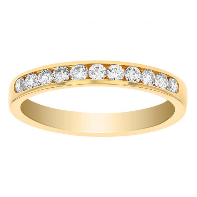 14K Yellow Gold Channel Set Diamond Wedding Band, 0.33cttw