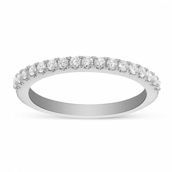 White Gold Prong Set Diamond Wedding Band, 0.29cttw