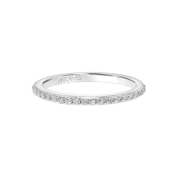 ArtCarved Diamond Shared Prong Wedding Band in White Gold