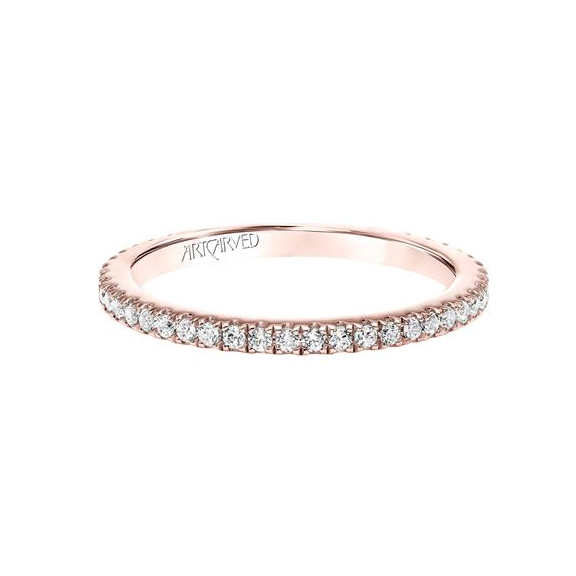 ArtCarved 14K Rose Gold Diamond Prong Set Wedding Band