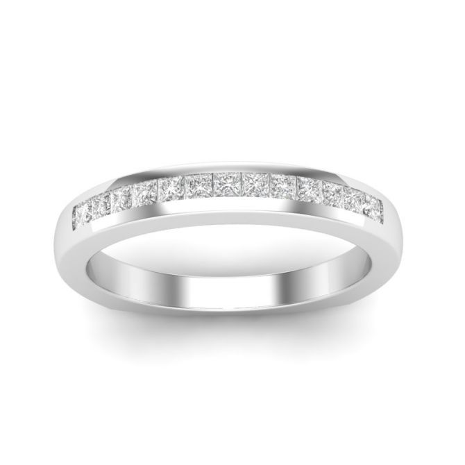 Princess Cut Diamond Channel Set Wedding Band in White Gold