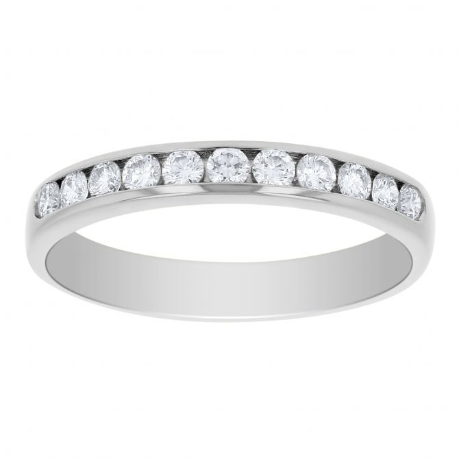 Platinum Channel Set Diamond Wedding Band, 0.33cttw