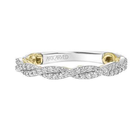 ArtCarved Lyric Ione Diamond Twist Wedding Band in Two Tone