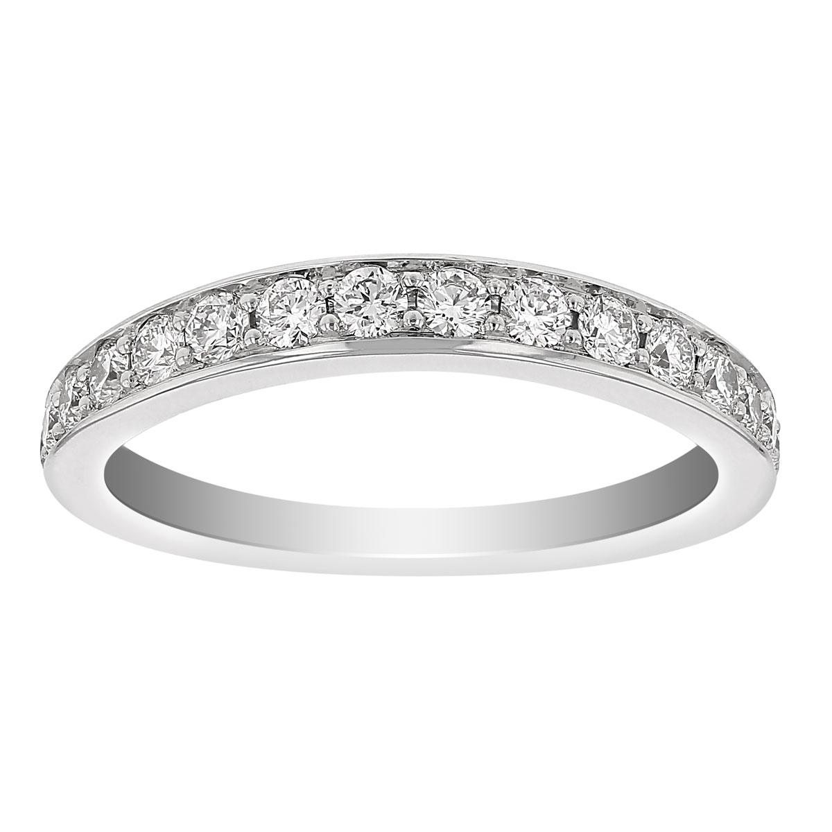 Graduated Diamond Flush Fit Wedding Band in White Gold | Borsheims