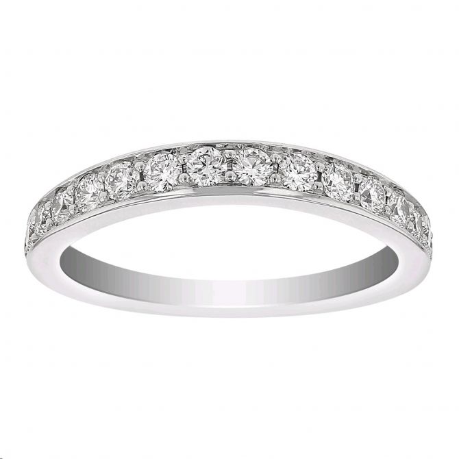 Graduated Diamond Flush Fit Wedding Band in White Gold