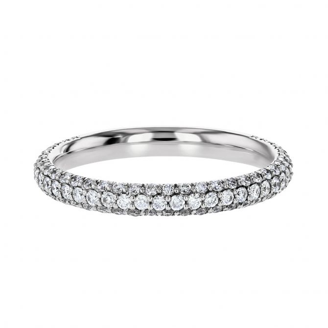 Diamond Pavé 3 Row Wedding Band in White Gold