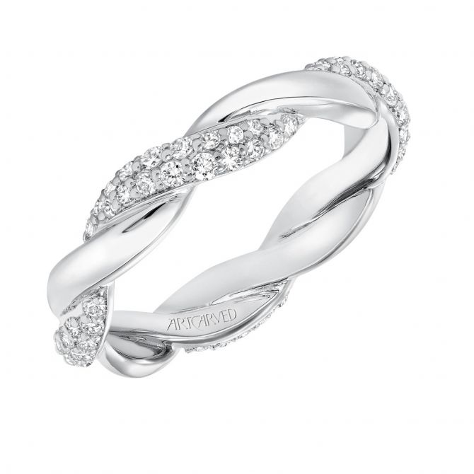 ArtCarved Diamond Woven Eternity Band in White Gold