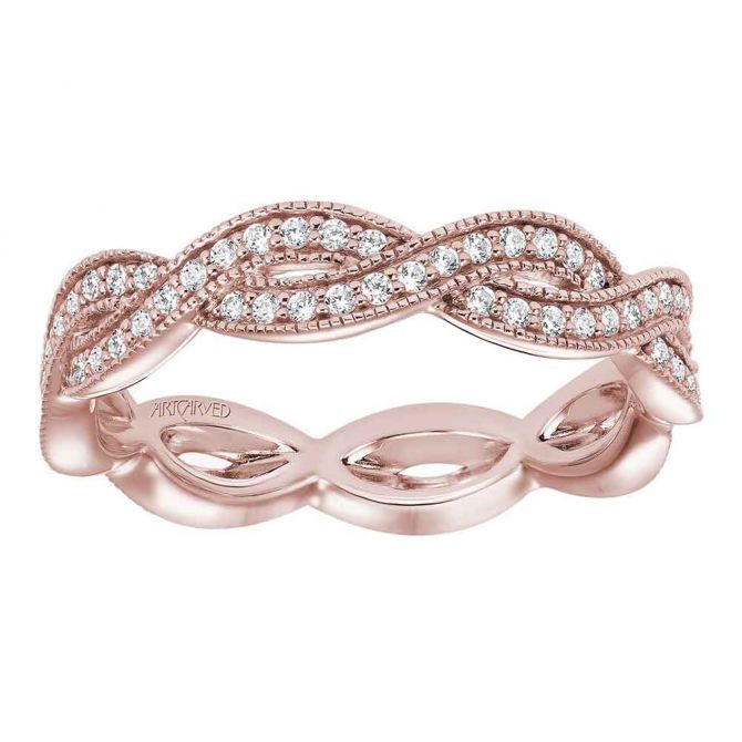 ArtCarved Diamond Woven Eternity Wedding Band in Rose Gold