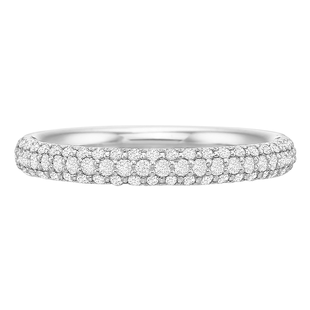 three row pave diamond wedding band