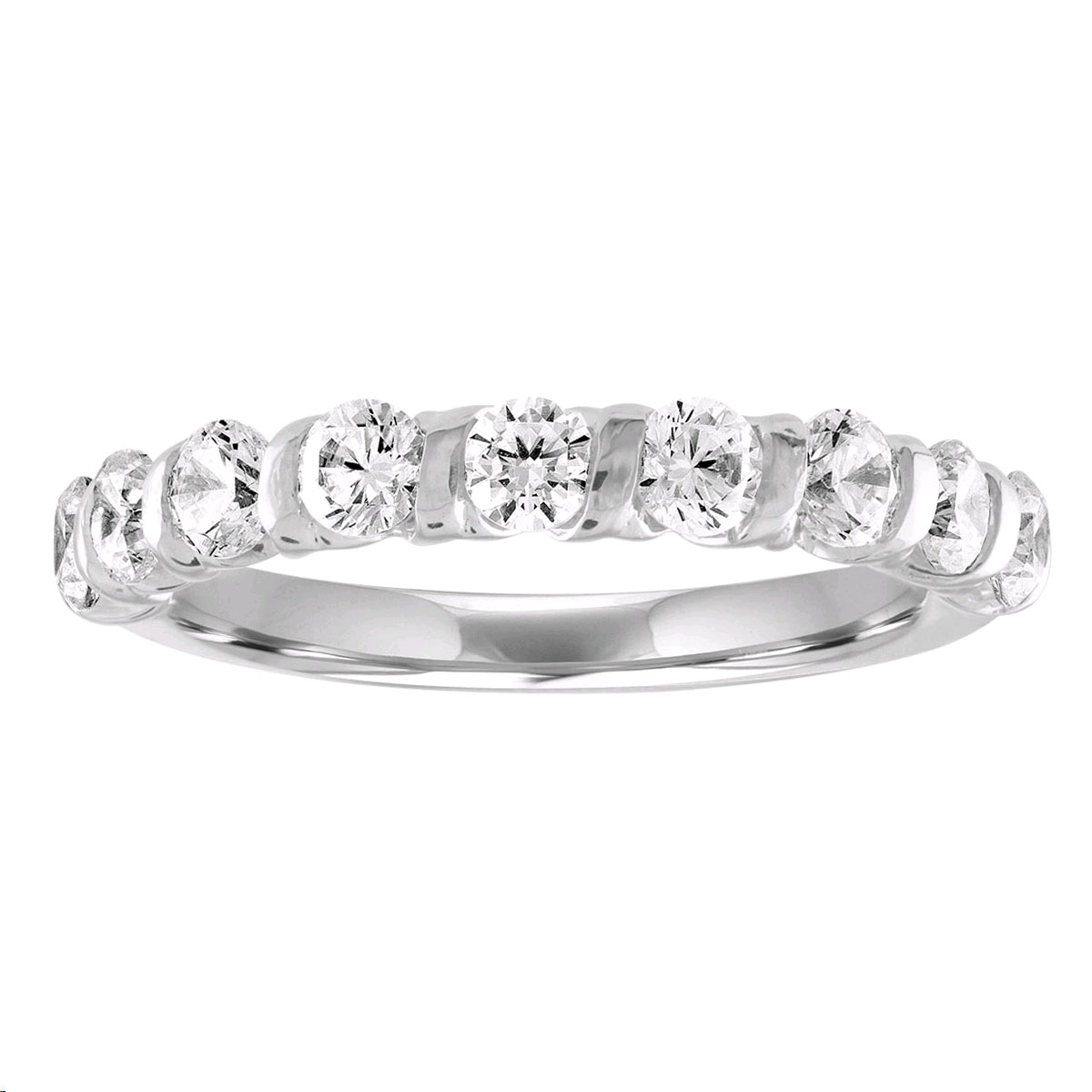 Diamond 13 Stone Twisted Prong Wedding Band in Platinum