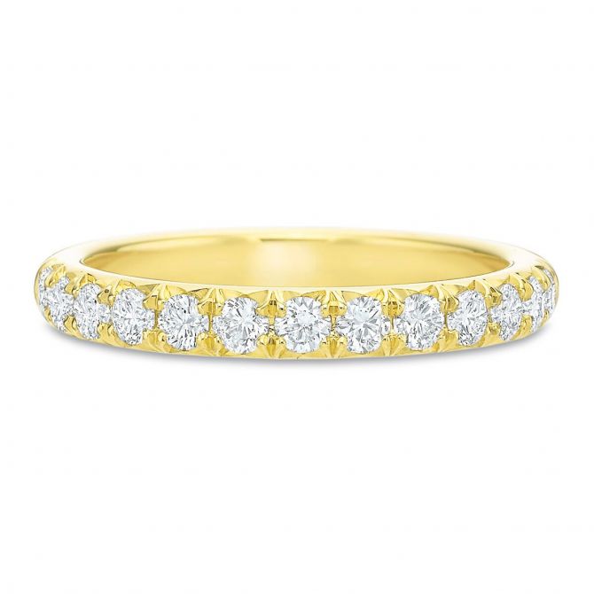 13 Diamond Flush Fit Wedding Band in Yellow Gold