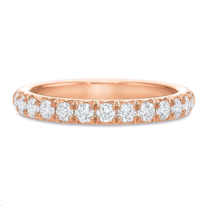 13 Diamond Flush Fit Wedding Band in Rose Gold