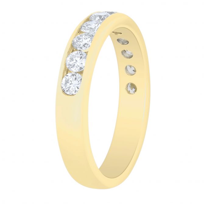 14K Yellow Gold Channel Set Diamond Wedding Band, 0.75cttw