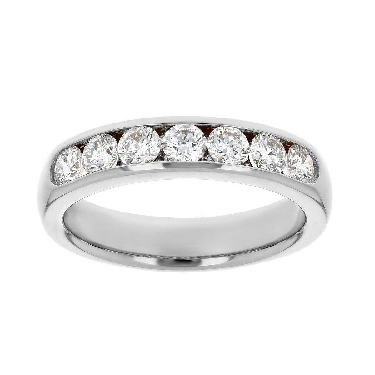 14K White Gold 7 Diamond Channel Set Wedding Band | Borsheims