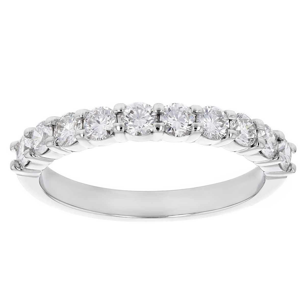 18K White Gold Round Diamond Prong Set Wedding Band | Borsheims