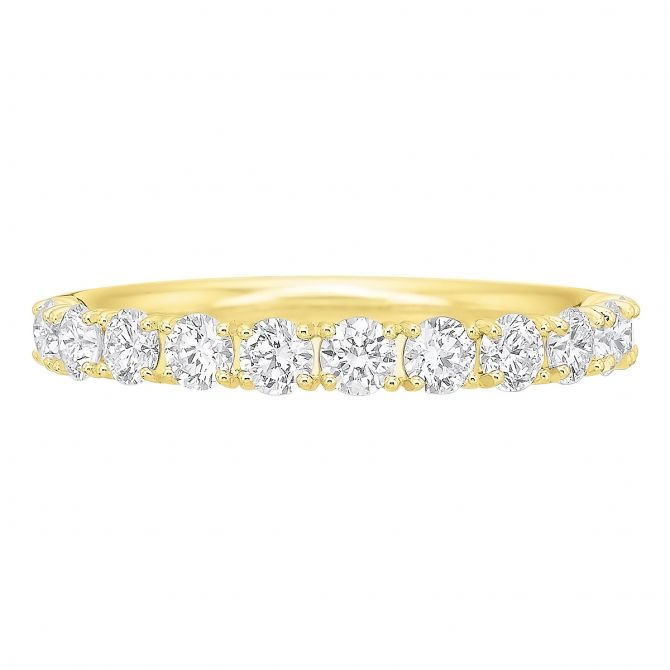 11 Diamond U Prong Wedding Band in Yellow Gold