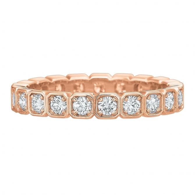 Diamond Square Bezel Set Eternity Band in Rose Gold