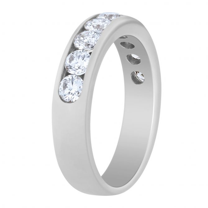 14K White Gold Channel Set Diamond Wedding Band, 1.00cttw