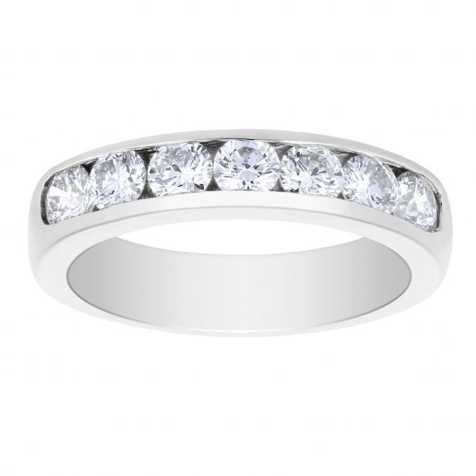 14K White Gold Channel Set Diamond Wedding Band, 1.00cttw