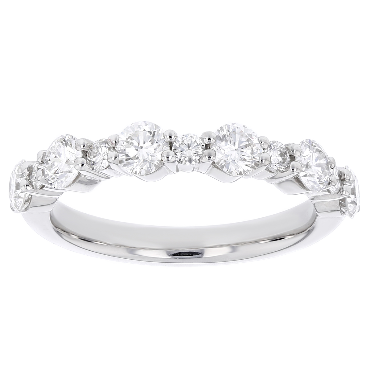 Platinum Round Diamond Alternating Prong Set Wedding Band | Borsheims