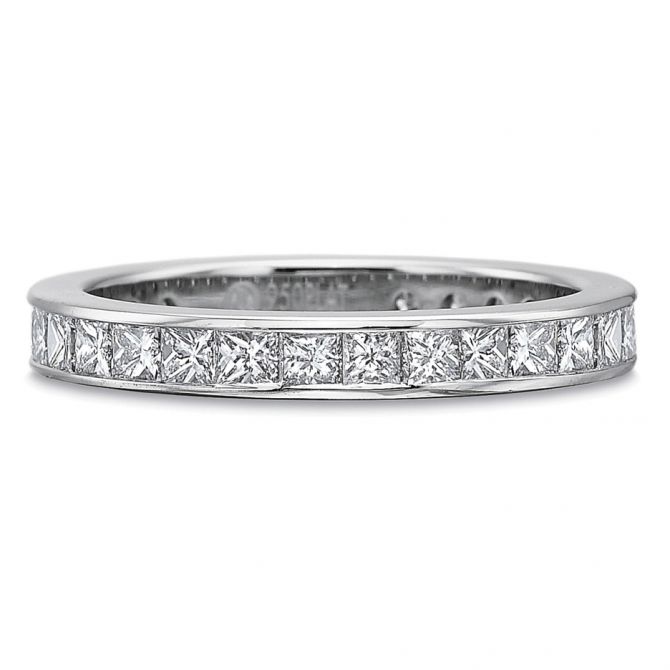 18K White Gold Princess Cut Diamond Eternity Band