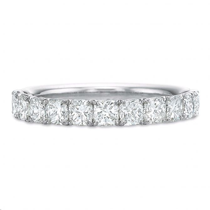 11 Cushion Diamond Half Shank Wedding Band in White Gold