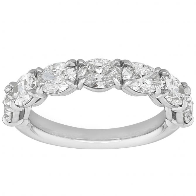 Grand Aire Oval East West Wedding Band Platinum