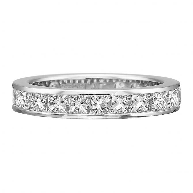 Princess Diamond Channel Set Eternity Band in Platinum