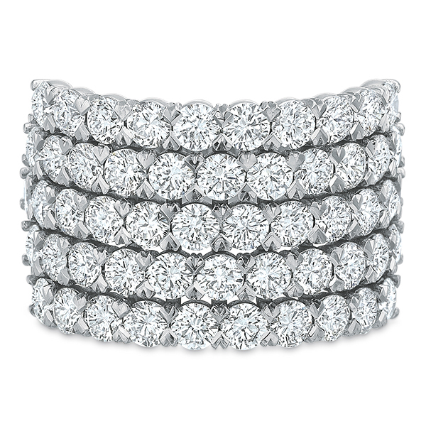 Diamond 5 Row Offset Wedding Band in White Gold