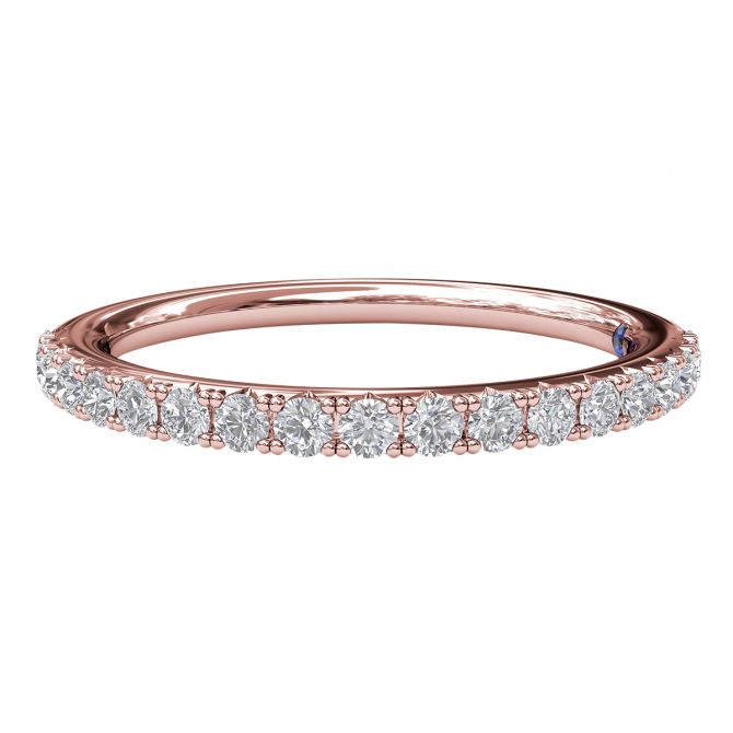 Diamond Delicate Prong Half Round Wedding Band in Rose Gold