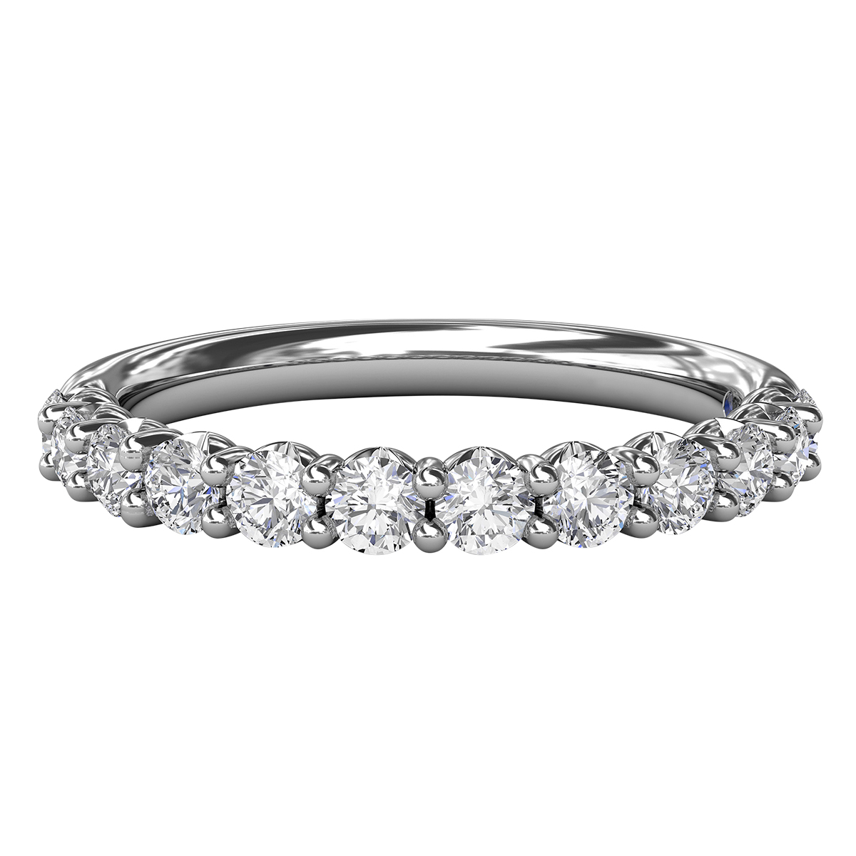 Diamond 12 Stone Shared Prong Wedding Band in White Gold | Borsheims