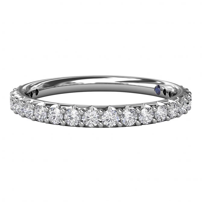 Diamond Shared V Prong Wedding Band in White Gold