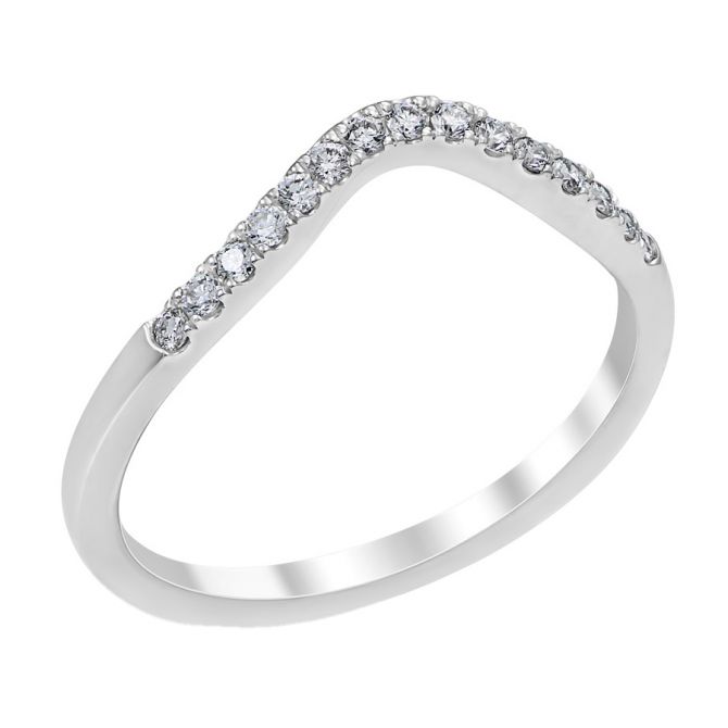 Diamond Classic Contour Curved Wedding Band in White Gold