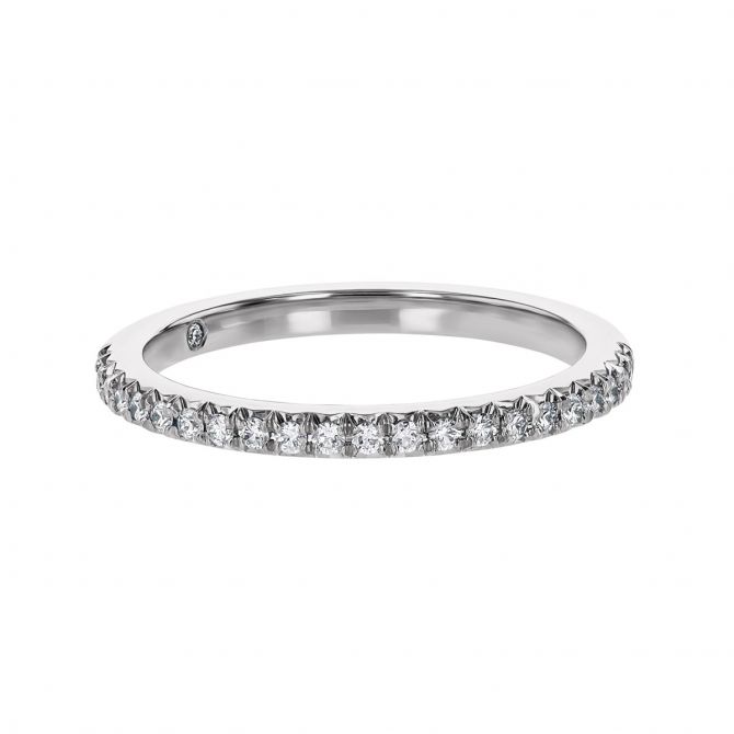 Diamond French Pavé Slim Wedding Band in White Gold